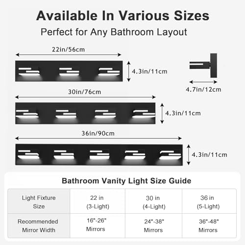 22-inch Matte Black 3-Light LED Vanity Light