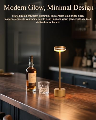 LED Cordless Table Lamp, 2 Pack, Champagne Gold