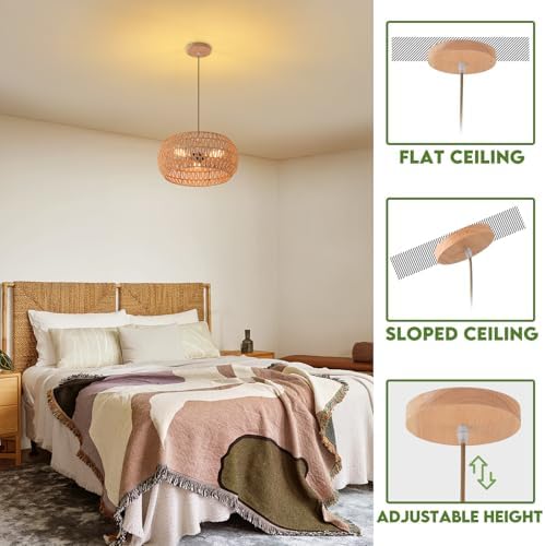3-Light Rattan Pendant Light with Woven Shade