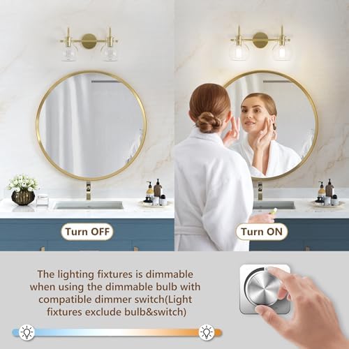 2 Lights Modern Gold Bathroom Vanity Light
