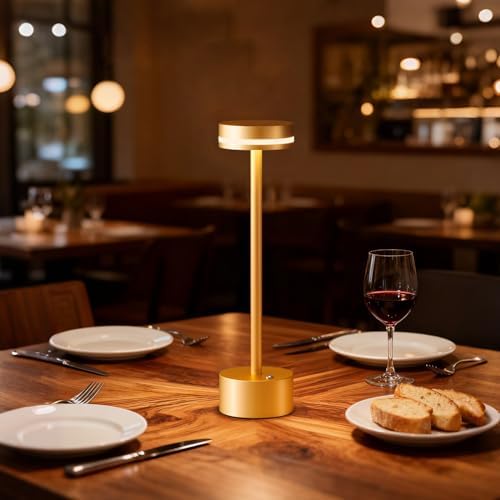 Rechargeable Cordless Table Lamp, Gold, Dimmable