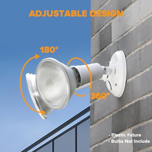 LUTEC 2-Pack Adjustable Twin Par Holder Outdoor Flood Lights, White