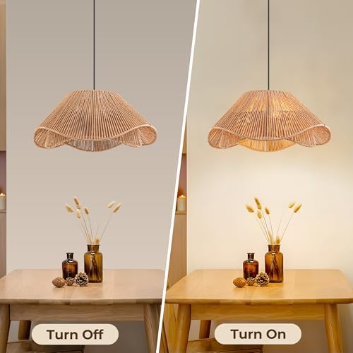 LumStory 19.7” 3-Light Rattan Pendant Light