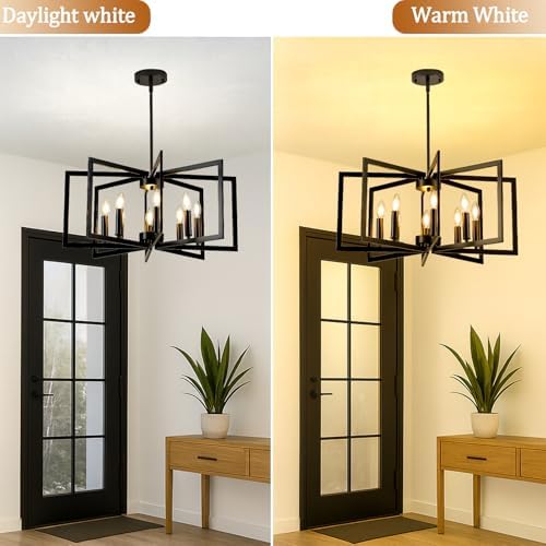 8-Light Black Geometric Chandelier