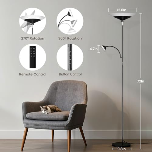 2-in-1 Dimmable Floor & Reading Lamp with Remote