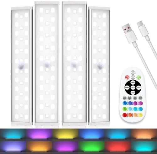 Diomart Wireless RGB Under Cabinet Lights, 4 Pack
