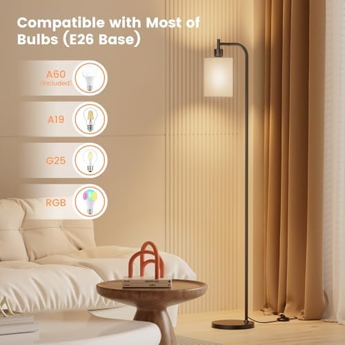 SIBRILLE Dimmable Floor Lamp, Linen Shade, Remote Control