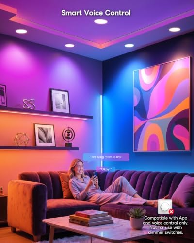 Smart Recessed Lighting 6 Inch Color Changing LED Canless Lights