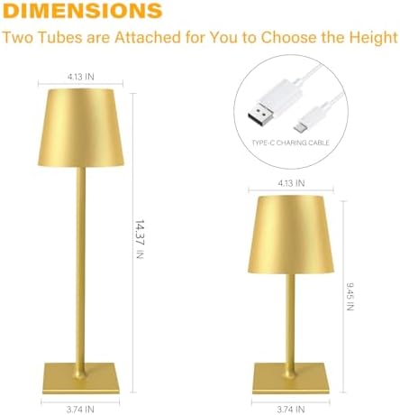 CHLORANTHUS 2 Pack Cordless Table Lamps, 5000mAh