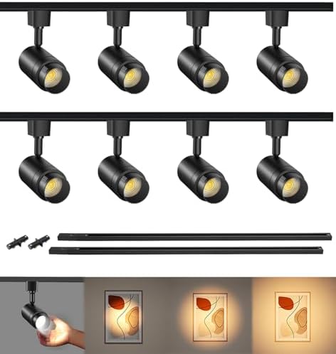 Zoomable 8-Light 12W LED Track Lighting Kit, Black