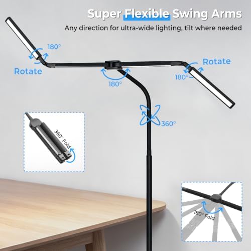 LED Floor Lamp with 4 Light Bars, 24W/3000LM
