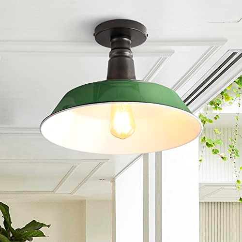 JONATHAN Y Camila 14" Industrial Semi Flush Mount, Black/White