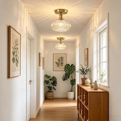 8" Black Glass Semi Flush Mount Ceiling Light