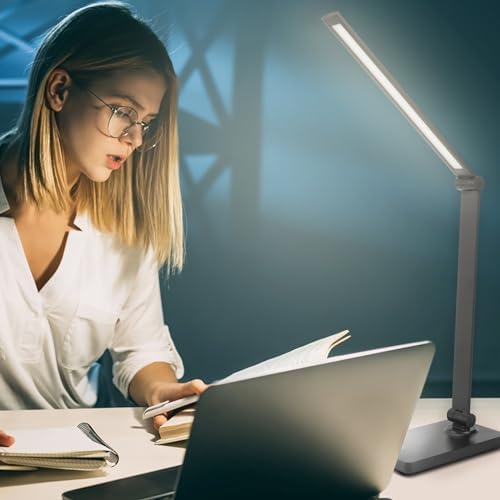 DWEPTU Rechargeable Desk Lamp, Adjustable, 3 Brightness, USB Charging