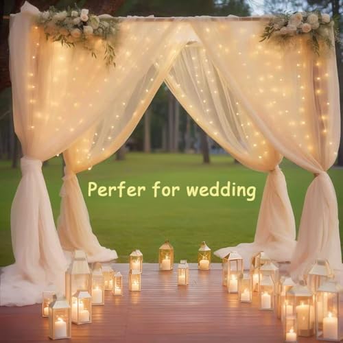 Honche 300Led Fairy Curtain String Lights 10x10ft with Remote Window