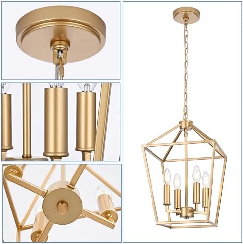 MELUCEE 4-Light Gold Farmhouse Chandelier
