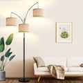 Dimmable 3-Light Floor Lamp, Beige Shades, 3000LM