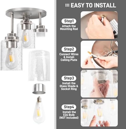 hykolity Semi Flush Mount Ceiling Light Fixture
