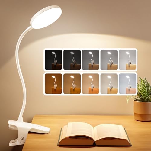 Mubarek Rechargeable Clip-On Desk Lamp, 3600mAh, 400LM