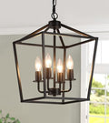 AMZASA Black Industrial 4-Light Lantern Chandelier