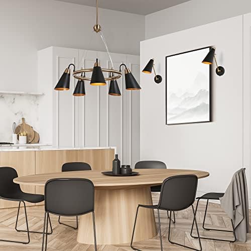 ZEVNI Modern Swing Arm Wall Lamp, Black