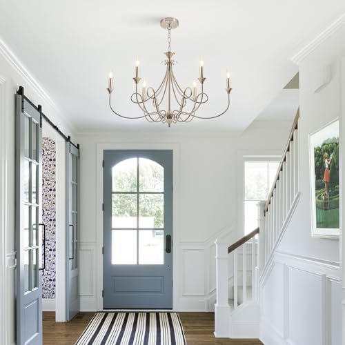 Modern Brushed Nickel 6-Light Candle Chandelier