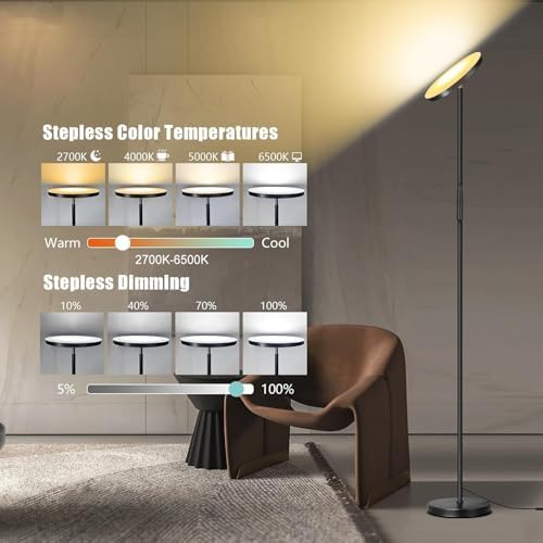40W 4000LM LED Floor Lamp, Dimmable, 2700K-6500K
