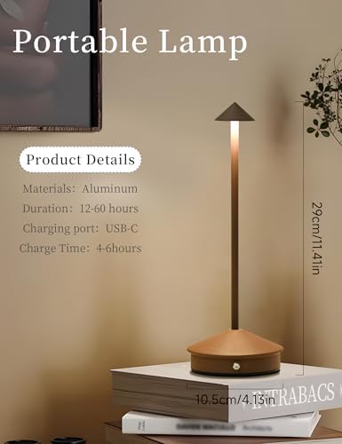 LED Rechargeable Cordless Table Lamps, Brown
