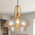 13" Amber Glass Industrial Pendant Light