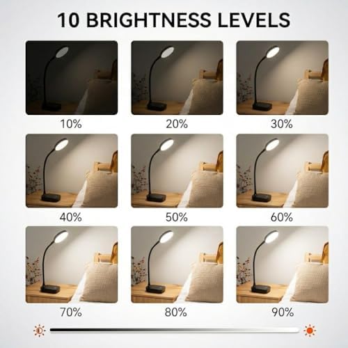 Rechargeable Desk Lamp, Black, 5W