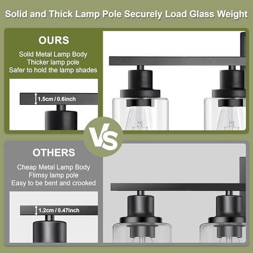 Unicozin 4-Light Black Bathroom Vanity Light with Clear Glass