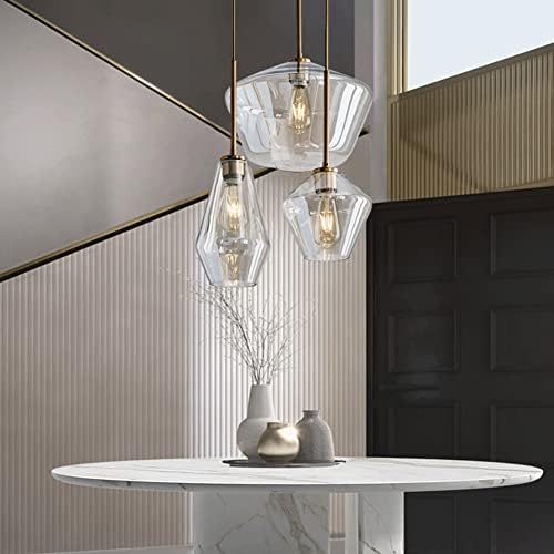 Industrial Champagne Gold Glass Pendant Light Fixture