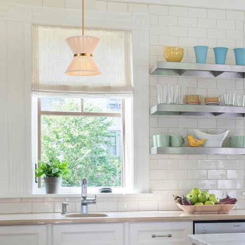 Hand Woven Boho Pendant Light, White, 12.2"