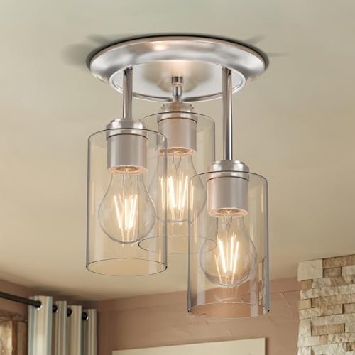 Kalium 3-Lights Silver Semi Flush Mount Ceiling Light Fixture