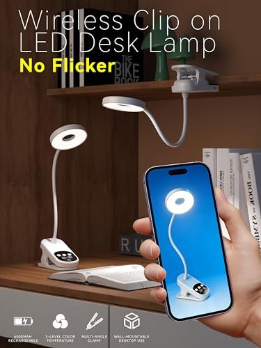6000mAh Rechargeable Wireless Clip-On Reading Lamp