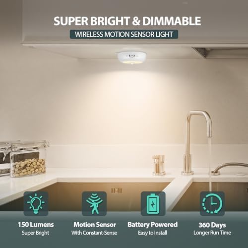 Reoshine AA Battery Under Cabinet Puck Lights, 3 Pack