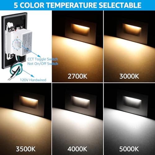 LEONLITE 3-Pack 5CCT LED Step Lights, Black