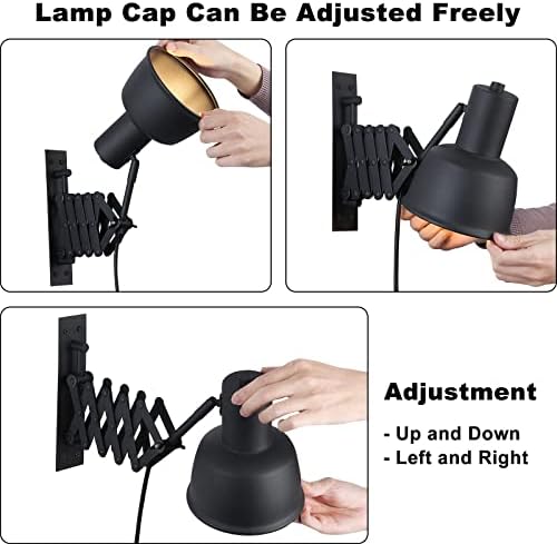 COSYLUX Industrial Plug-in Swing Arm Wall Sconce, Black