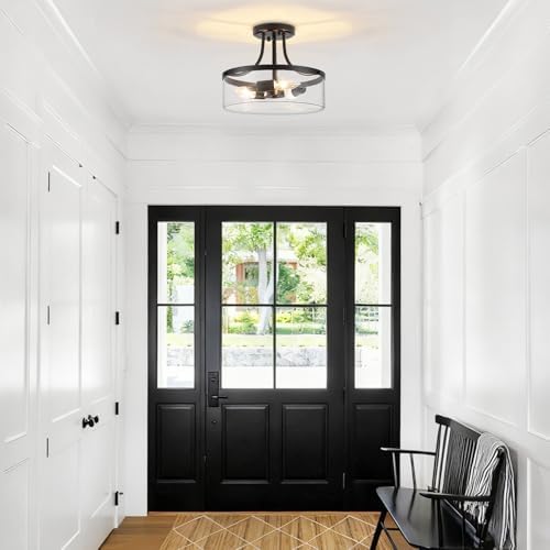 TOULMJ Black Modern Semi Flush Mount Ceiling Light