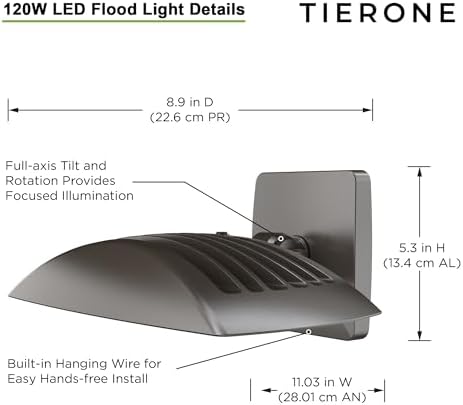 LED Outdoor 120W Security Flood Light, 4000K Dark Bronze