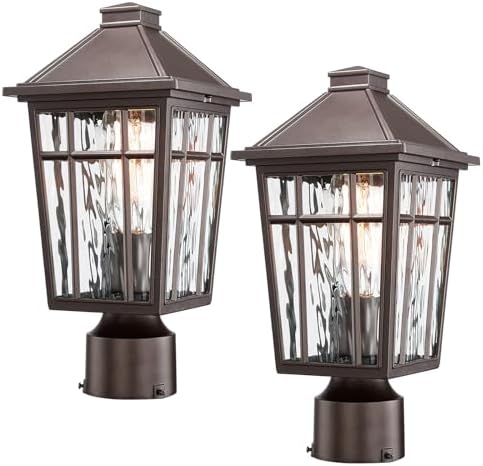 Darkaway Outdoor Post Light with Water Ripple Glass