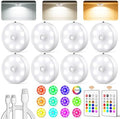 Rechargeable Puck Lights with Remote, 8 Pack