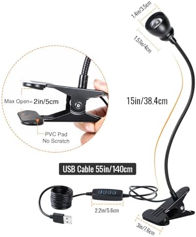 Zoomable Clip-On Light, 3 Color Temperatures, Dimmable