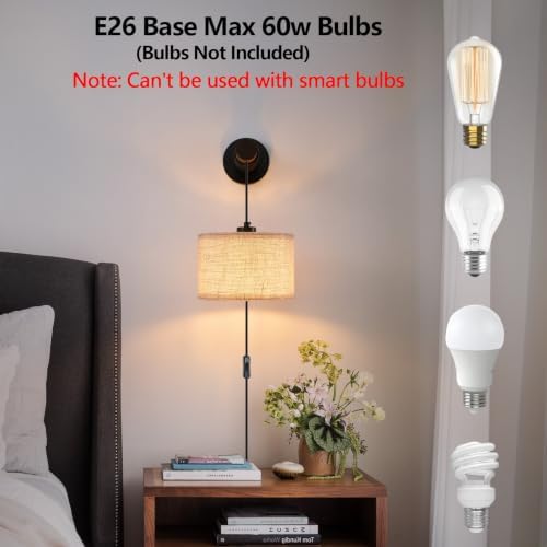 XSDeTu Plug-in Wall Sconces Set of 2