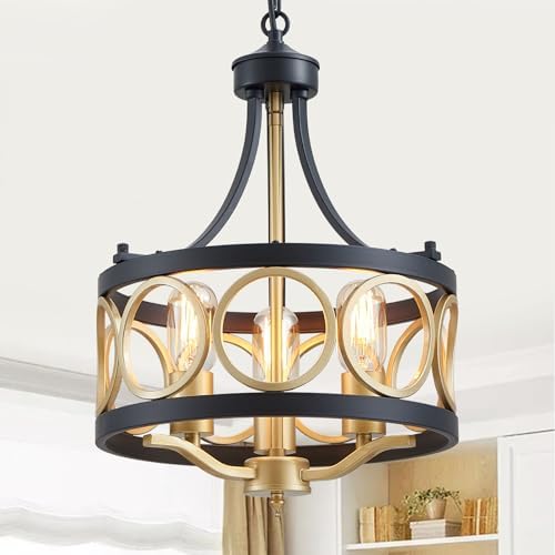 XINGQI Modern Farmhouse Chandelier, 13 Inch Black Gold