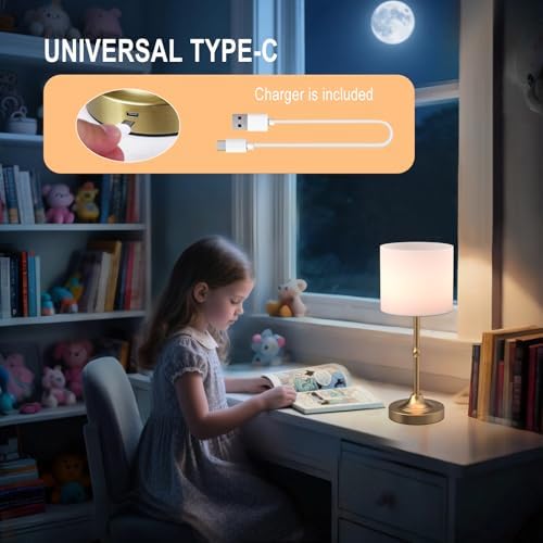 HAPYGI Portable Cordless Table Lamp, 5200mAh, Antique Brass
