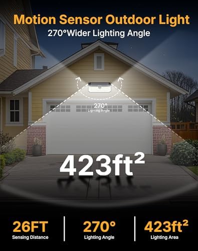 466 LEDs Solar Outdoor Motion Sensor Lights, 2-Pack