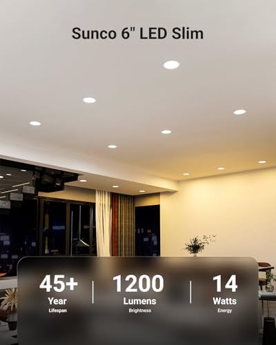 Sunco 12 Pack 6 Inch Canless LED Recessed Light