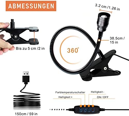 YMCRLUX Zoomable LED Clip-On Reading Light