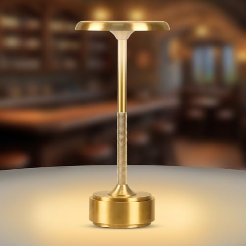 Cordless Rechargeable Metal Table Lamp, 3-Color Dimming